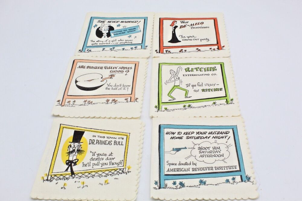 Breezy Billboard Paper Napkins 46/50 Box 25 Designs 1955 San Francisco VTG MCM